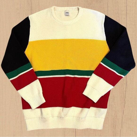 Zara cotton knit primary colour block sweater - Picture 4 of 8